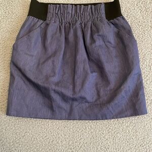 ZARA WOMAN Mini Skirt Womens Small Blue Wide Elastic Waist Pleated with Pockets